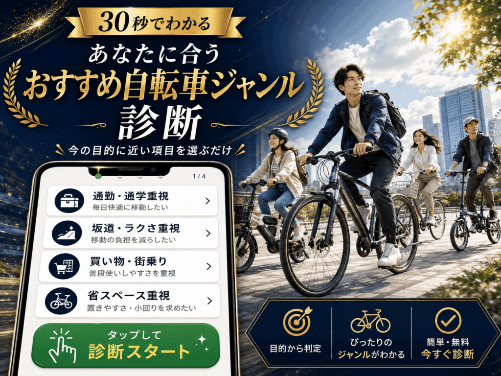 自転車ジャンルを用途別に比較する参考イメージ